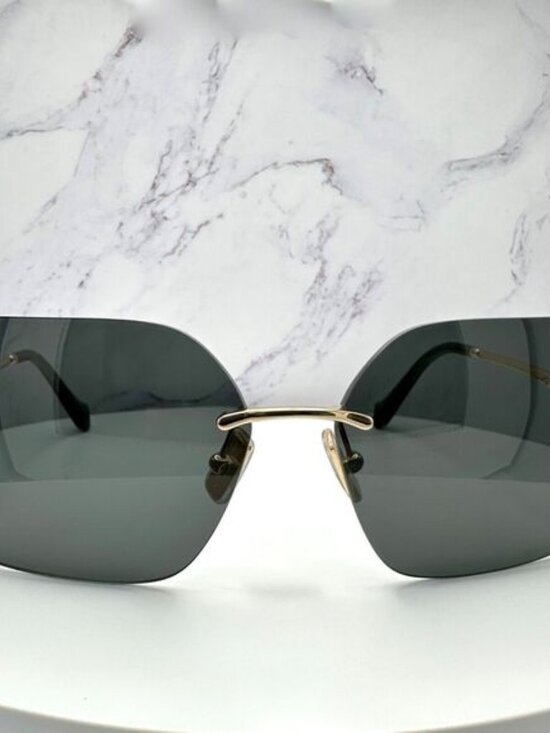 Miu Miu Black Shield Sunglasses with Gold Logo Accents main image 15